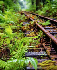 Photo dune ancienne voie de chemin de fer en plein cur dune fort