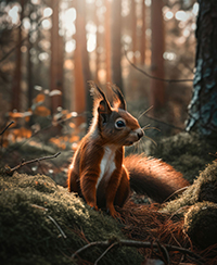 Photo d'un cureuil dans un sous bois de fort