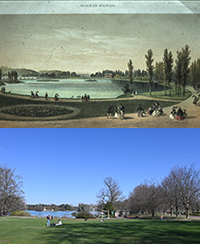 2 photos de la même vue du parc tête d'or, une ancienne et une actuelle 2 photos de la même vue du parc tête d'or, une ancienne et une actuelle