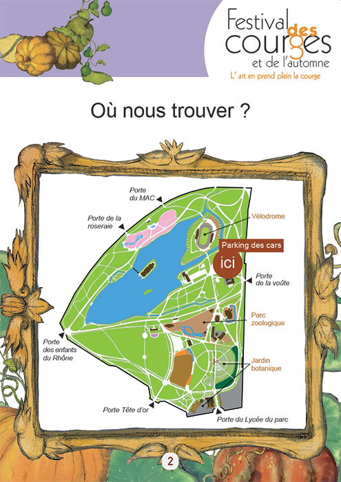 Plan de situation du festival dans le parc de la Tte d'or tout prs de lentre porte de la vote